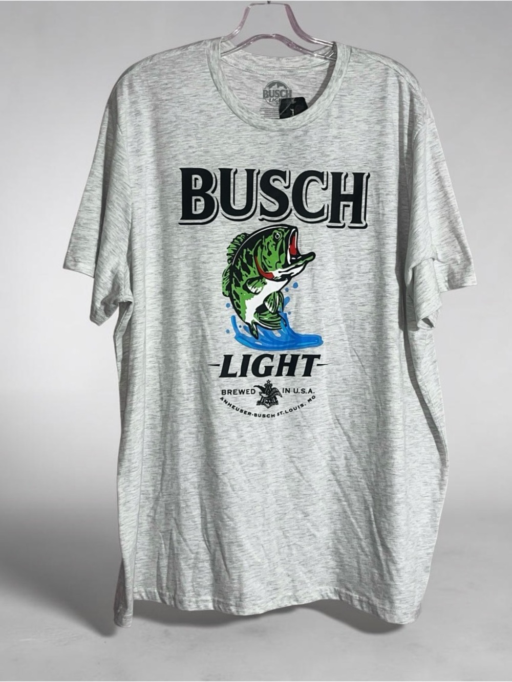 Busch Light Graphic Tee - Gray with Green Fish